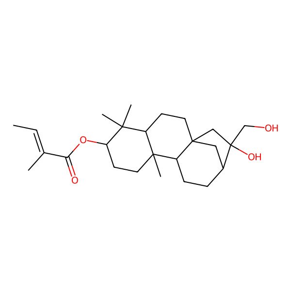 2D Structure of [14-Hydroxy-14-(hydroxymethyl)-5,5,9-trimethyl-6-tetracyclo[11.2.1.01,10.04,9]hexadecanyl] 2-methylbut-2-enoate