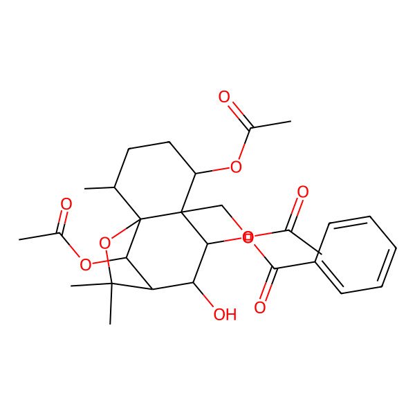 2D Structure of [5,12-Diacetyloxy-6-(acetyloxymethyl)-8-hydroxy-2,10,10-trimethyl-11-oxatricyclo[7.2.1.01,6]dodecan-7-yl] benzoate