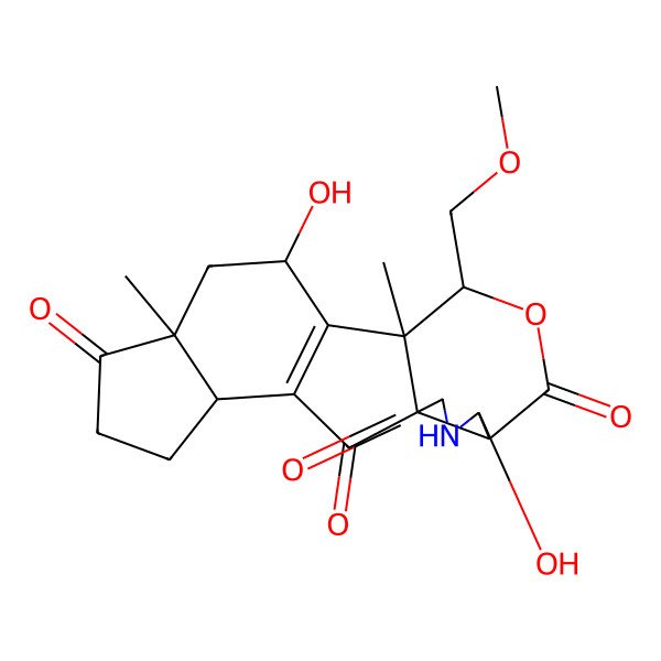 2D Structure of 10,17-Dihydroxy-13-(methoxymethyl)-8,12-dimethyl-14-oxa-18-azapentacyclo[10.7.0.01,16.03,11.04,8]nonadec-3(11)-ene-2,7,15,19-tetrone