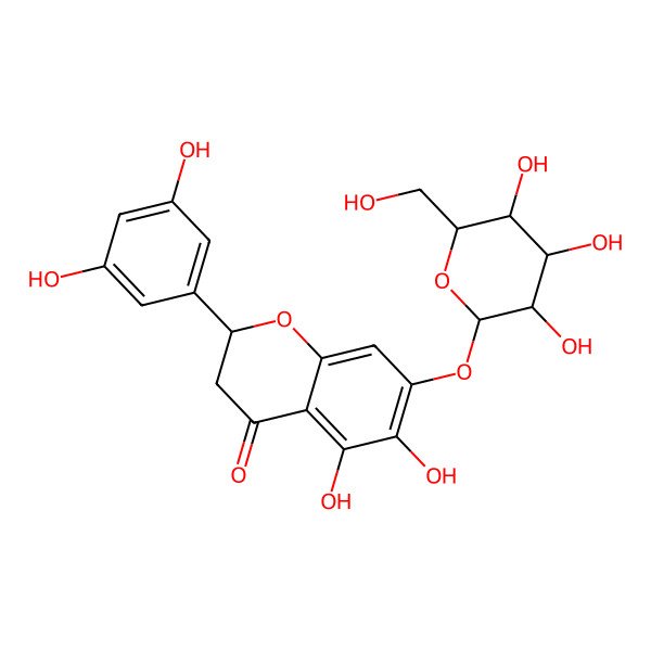 2D Structure of (2S)-2-(3,5-dihydroxyphenyl)-5,6-dihydroxy-7-[(2S,3R,4S,5S,6R)-3,4,5-trihydroxy-6-(hydroxymethyl)oxan-2-yl]oxy-2,3-dihydrochromen-4-one