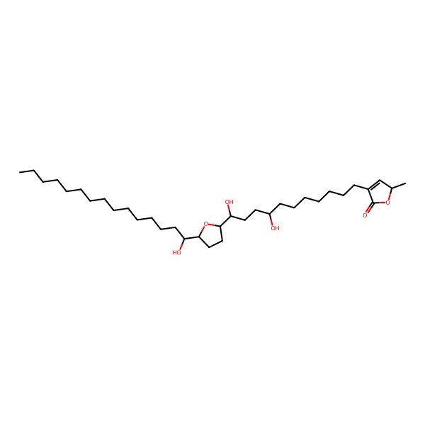 2D Structure of (2S)-4-[(8R,11R)-8,11-dihydroxy-11-[(2S,5R)-5-[(1S)-1-hydroxypentadecyl]oxolan-2-yl]undecyl]-2-methyl-2H-furan-5-one
