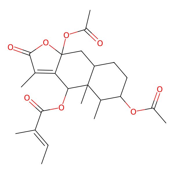2D Structure of [(4S,4aS,5R,6S,8aR,9aR)-6,9a-diacetyloxy-3,4a,5-trimethyl-2-oxo-5,6,7,8,8a,9-hexahydro-4H-benzo[f][1]benzofuran-4-yl] (Z)-2-methylbut-2-enoate