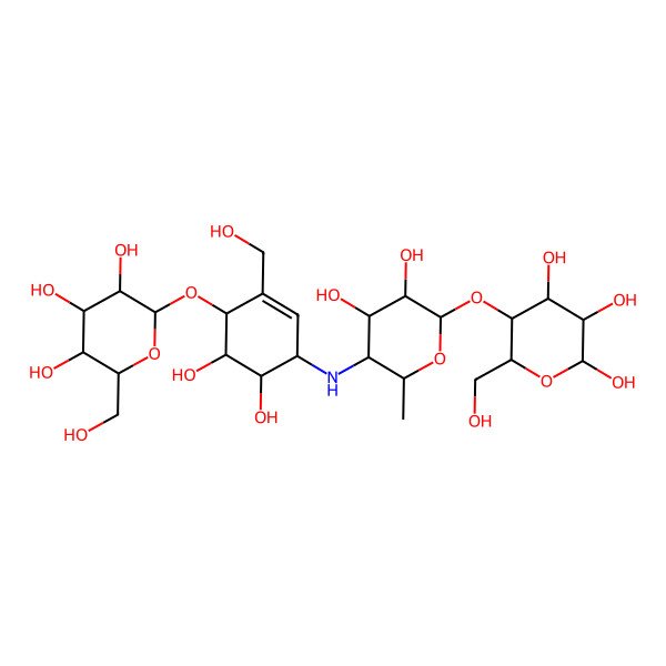 2D Structure of (2S,3R,4S,5S,6R)-2-[(1R,4S,5S,6R)-4-[[(2R,3S,4S,5R,6R)-4,5-dihydroxy-2-methyl-6-[(2R,3S,4R,5R,6S)-4,5,6-trihydroxy-2-(hydroxymethyl)oxan-3-yl]oxyoxan-3-yl]amino]-5,6-dihydroxy-2-(hydroxymethyl)cyclohex-2-en-1-yl]oxy-6-(hydroxymethyl)oxane-3,4,5-triol