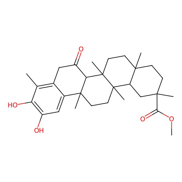 2D Structure of methyl (2R,4aS,6aR,6aR,6bR,14aS,14bR)-10,11-dihydroxy-2,4a,6a,6a,9,14a-hexamethyl-7-oxo-1,3,4,5,6,6b,8,13,14,14b-decahydropicene-2-carboxylate