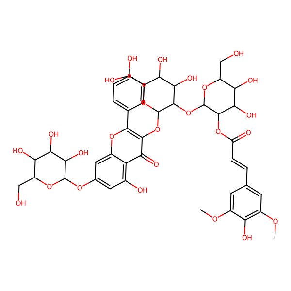 2D Structure of [2-[4,5-Dihydroxy-2-[5-hydroxy-2-(4-hydroxyphenyl)-4-oxo-7-[3,4,5-trihydroxy-6-(hydroxymethyl)oxan-2-yl]oxychromen-3-yl]oxy-6-(hydroxymethyl)oxan-3-yl]oxy-4,5-dihydroxy-6-(hydroxymethyl)oxan-3-yl] 3-(4-hydroxy-3,5-dimethoxyphenyl)prop-2-enoate