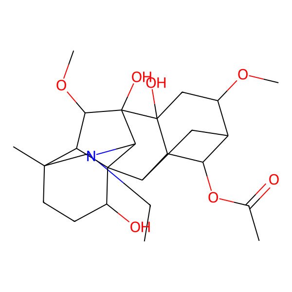 2D Structure of [(1S,2S,3S,4R,5S,6S,8S,9S,10S,13R,16S,17R,18R)-11-ethyl-8,9,16-trihydroxy-6,18-dimethoxy-13-methyl-11-azahexacyclo[7.7.2.12,5.01,10.03,8.013,17]nonadecan-4-yl] acetate