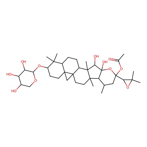 2D Structure of [8-(3,3-Dimethyloxiran-2-yl)-10,11-dihydroxy-4,6,12,17,17-pentamethyl-18-(3,4,5-trihydroxyoxan-2-yl)oxy-9-oxahexacyclo[11.9.0.01,21.04,12.05,10.016,21]docosan-8-yl] acetate