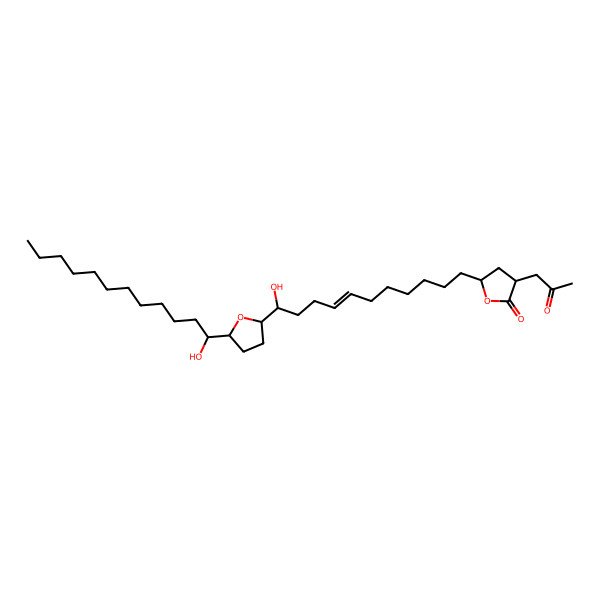 2D Structure of (3R,5R)-5-[(Z,11R)-11-hydroxy-11-[(2R,5S)-5-[(1S)-1-hydroxydodecyl]oxolan-2-yl]undec-7-enyl]-3-(2-oxopropyl)oxolan-2-one