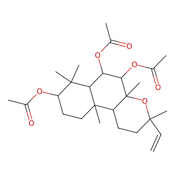 2D Structure of (5,6-diacetyloxy-3-ethenyl-3,4a,7,7,10a-pentamethyl-2,5,6,6a,8,9,10,10b-octahydro-1H-benzo[f]chromen-8-yl) acetate