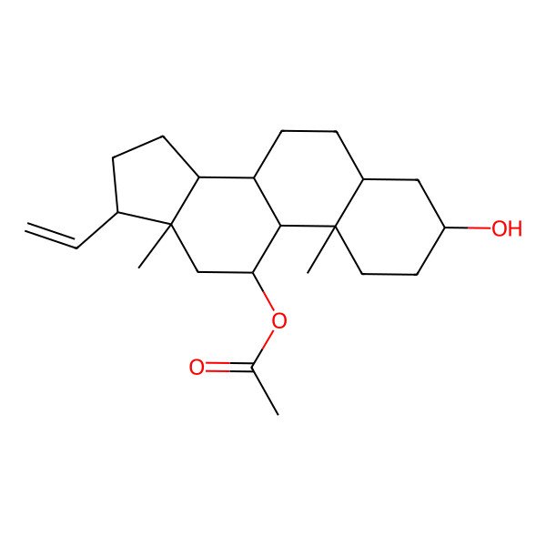 2D Structure of [(3R,5S,8S,9S,10S,11R,13R,14S,17R)-17-ethenyl-3-hydroxy-10,13-dimethyl-2,3,4,5,6,7,8,9,11,12,14,15,16,17-tetradecahydro-1H-cyclopenta[a]phenanthren-11-yl] acetate