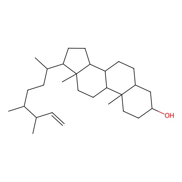 2D Structure of (3S,5R,8R,9S,10S,13R,14S,17R)-17-[(2R,5R,6R)-5,6-dimethyloct-7-en-2-yl]-10,13-dimethyl-2,3,4,5,6,7,8,9,11,12,14,15,16,17-tetradecahydro-1H-cyclopenta[a]phenanthren-3-ol
