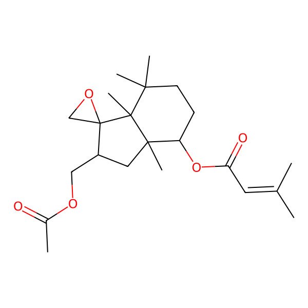 2D Structure of [2-(acetyloxymethyl)-3a,7,7,7a-tetramethylspiro[3,4,5,6-tetrahydro-2H-indene-1,2'-oxirane]-4-yl] 3-methylbut-2-enoate