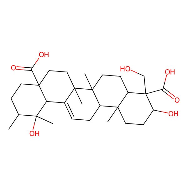 2D Structure of 3,12-Dihydroxy-4-(hydroxymethyl)-6a,6b,11,12,14b-pentamethyl-1,2,3,4a,5,6,7,8,9,10,11,12a,14,14a-tetradecahydropicene-4,8a-dicarboxylic acid