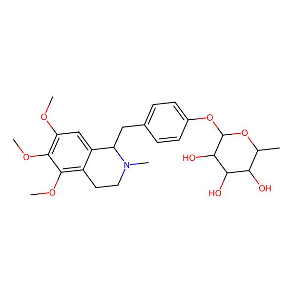 2D Structure of (2S,3R,4R,5R,6S)-2-methyl-6-[4-[[(1R)-5,6,7-trimethoxy-2-methyl-3,4-dihydro-1H-isoquinolin-1-yl]methyl]phenoxy]oxane-3,4,5-triol