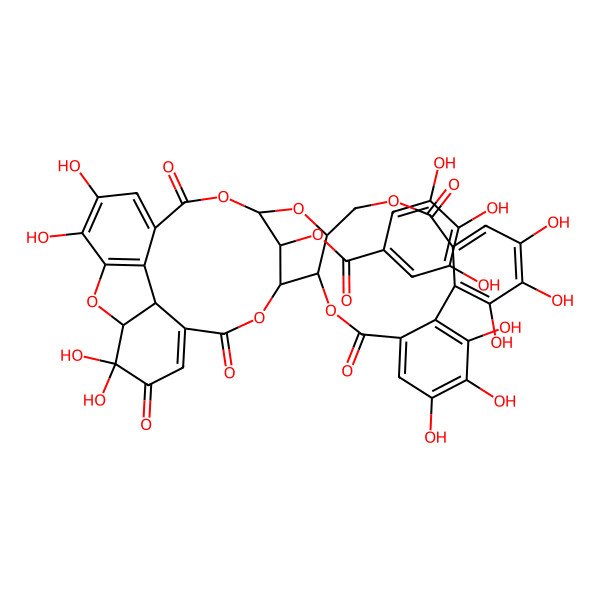 2D Structure of [(1S,2R,20R,22S,31S,32S,39R)-7,8,9,12,13,14,27,28,33,33-decahydroxy-4,17,24,34,37-pentaoxo-3,18,21,23,38,40-hexaoxaoctacyclo[20.16.1.129,32.02,20.05,10.011,16.025,30.031,36]tetraconta-5,7,9,11,13,15,25,27,29,35-decaen-39-yl] 3,4,5-trihydroxybenzoate