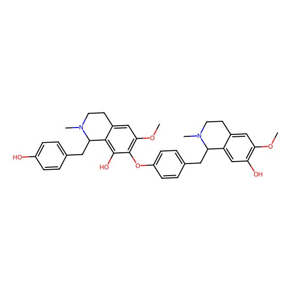 2D Structure of 7-[4-[(7-hydroxy-6-methoxy-2-methyl-3,4-dihydro-1H-isoquinolin-1-yl)methyl]phenoxy]-1-[(4-hydroxyphenyl)methyl]-6-methoxy-2-methyl-3,4-dihydro-1H-isoquinolin-8-ol