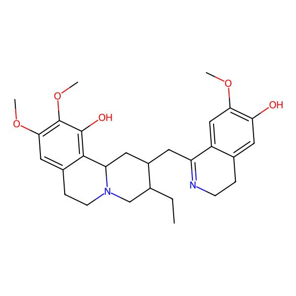 2D Structure of 3-ethyl-2-[(6-hydroxy-7-methoxy-3,4-dihydroisoquinolin-1-yl)methyl]-9,10-dimethoxy-2,3,4,6,7,11b-hexahydro-1H-benzo[a]quinolizin-11-ol