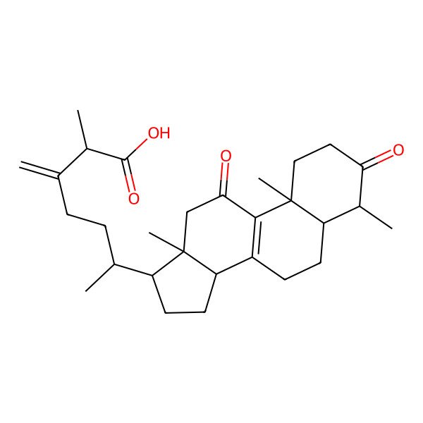 2D Structure of 2-methyl-3-methylidene-6-(4,10,13-trimethyl-3,11-dioxo-2,4,5,6,7,12,14,15,16,17-decahydro-1H-cyclopenta[a]phenanthren-17-yl)heptanoic acid