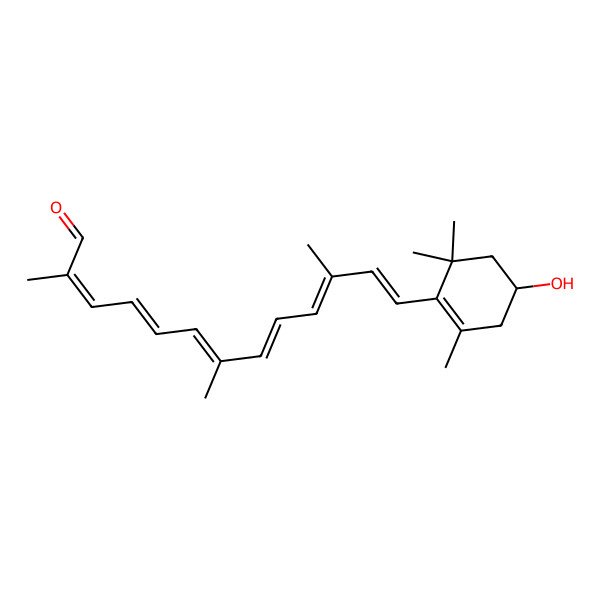 2D Structure of (2E,4E,6Z,8E,10E,12E)-13-[(4R)-4-hydroxy-2,6,6-trimethylcyclohexen-1-yl]-2,7,11-trimethyltrideca-2,4,6,8,10,12-hexaenal