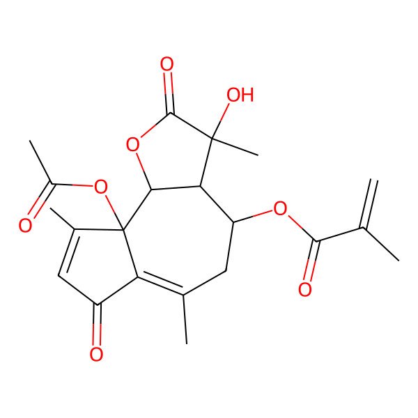 2D Structure of [(3S,3aR,4S,9aS,9bR)-9a-acetyloxy-3-hydroxy-3,6,9-trimethyl-2,7-dioxo-3a,4,5,9b-tetrahydroazuleno[4,5-b]furan-4-yl] 2-methylprop-2-enoate