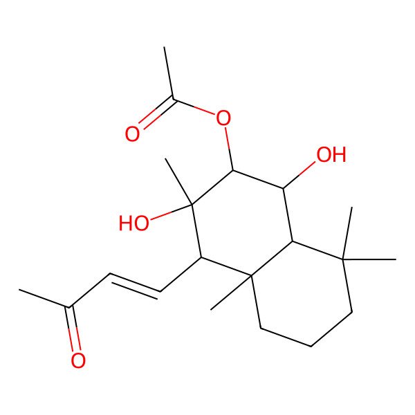 2D Structure of [1,3-dihydroxy-3,4a,8,8-tetramethyl-4-(3-oxobut-1-enyl)-2,4,5,6,7,8a-hexahydro-1H-naphthalen-2-yl] acetate
