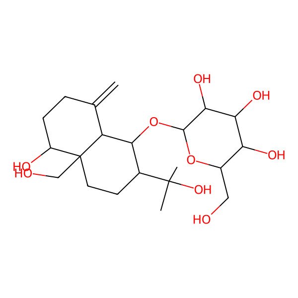 2D Structure of 2-[[5-Hydroxy-4a-(hydroxymethyl)-2-(2-hydroxypropan-2-yl)-8-methylidene-1,2,3,4,5,6,7,8a-octahydronaphthalen-1-yl]oxy]-6-(hydroxymethyl)oxane-3,4,5-triol