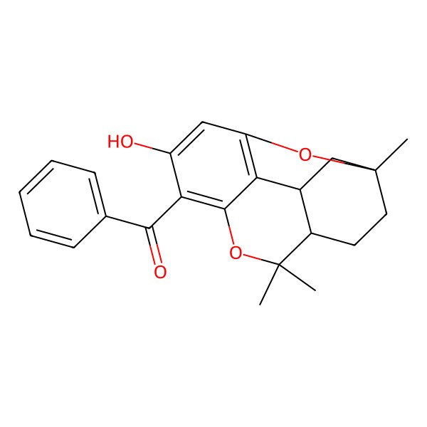 2D Structure of [(1R,4S,13R)-9-hydroxy-1,5,5-trimethyl-6,15-dioxatetracyclo[9.3.1.04,13.07,12]pentadeca-7,9,11-trien-8-yl]-phenylmethanone