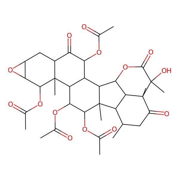 2D Structure of (4,11,15-Triacetyloxy-22-hydroxy-12,16,18,21,22-pentamethyl-5,20,23-trioxo-9,24-dioxaheptacyclo[15.7.1.02,16.03,13.06,12.08,10.021,25]pentacosan-14-yl) acetate