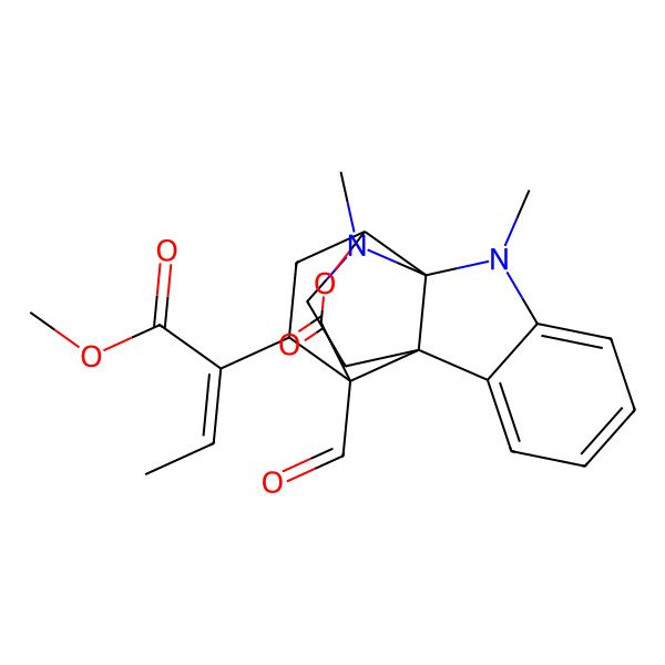 2D Structure of Methyl 2-(13-formyl-8,16-dimethyl-12-oxo-11-oxa-8,16-diazapentacyclo[7.4.3.210,13.01,9.02,7]octadeca-2,4,6-trien-17-yl)but-2-enoate