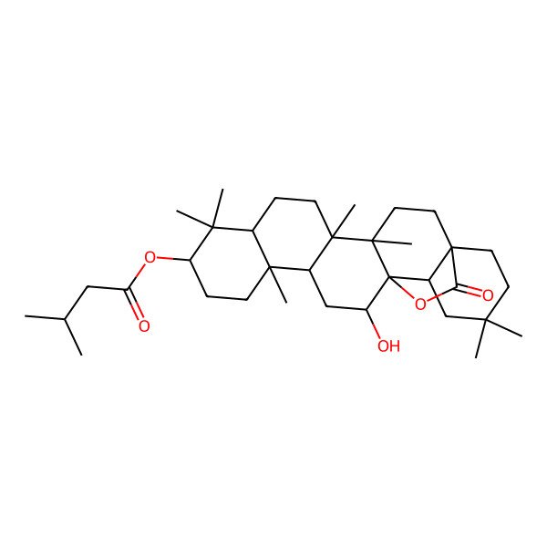 2D Structure of (16-Hydroxy-4,5,9,9,13,20,20-heptamethyl-23-oxo-24-oxahexacyclo[15.5.2.01,18.04,17.05,14.08,13]tetracosan-10-yl) 3-methylbutanoate
