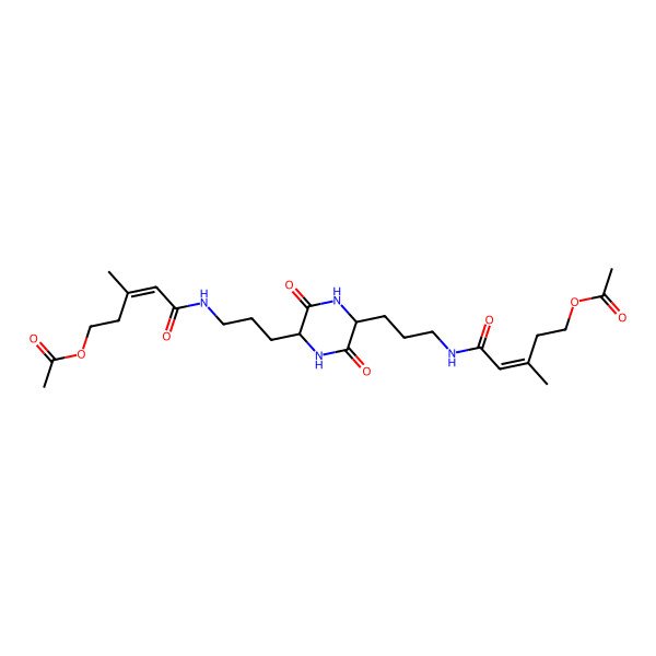 2D Structure of [5-[3-[5-[3-[(5-Acetyloxy-3-methylpent-2-enoyl)amino]propyl]-3,6-dioxopiperazin-2-yl]propylamino]-3-methyl-5-oxopent-3-enyl] acetate