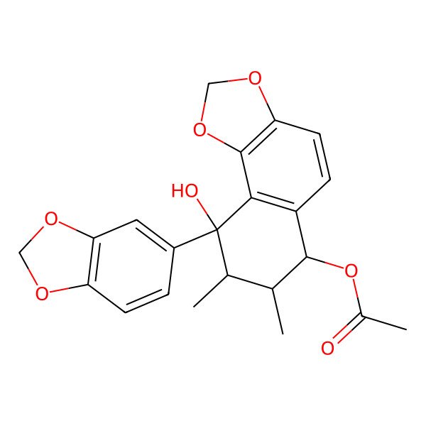 2D Structure of [(7S,8S,9R)-9-(1,3-benzodioxol-5-yl)-9-hydroxy-7,8-dimethyl-7,8-dihydro-6H-benzo[g][1,3]benzodioxol-6-yl] acetate