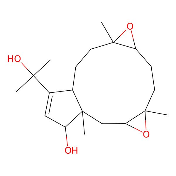 2D Structure of (1R,3S,5S,8S,10S,13R,16R)-14-(2-hydroxypropan-2-yl)-1,5,10-trimethyl-4,9-dioxatetracyclo[11.3.0.03,5.08,10]hexadec-14-en-16-ol