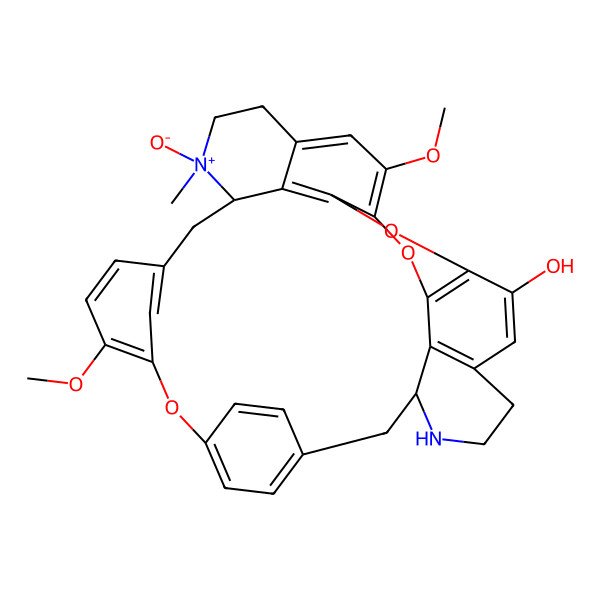 2D Structure of (1R,14S)-9,20-dimethoxy-15-methyl-15-oxido-7,23,33-trioxa-30-aza-15-azoniaoctacyclo[19.9.3.23,6.18,12.114,18.024,32.027,31.022,34]heptatriaconta-3(37),4,6(36),8,10,12(35),18,20,22(34),24,26,31-dodecaen-25-ol
