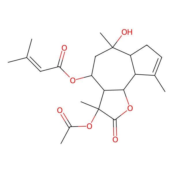 2D Structure of [(3S,3aR,4S,6S,6aS,9aS,9bR)-3-acetyloxy-6-hydroxy-3,6,9-trimethyl-2-oxo-4,5,6a,7,9a,9b-hexahydro-3aH-azuleno[4,5-b]furan-4-yl] 3-methylbut-2-enoate