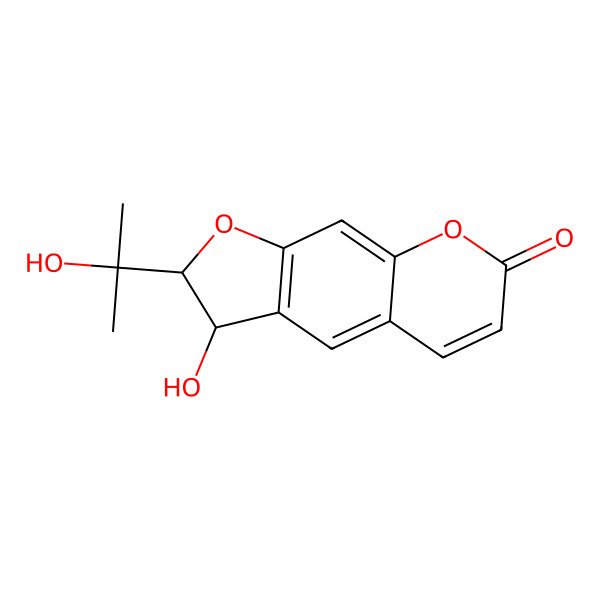 2D Structure of 3-hydroxy-2-(2-hydroxypropan-2-yl)-2H,3H,7H-furo[3,2-g]chromen-7-one