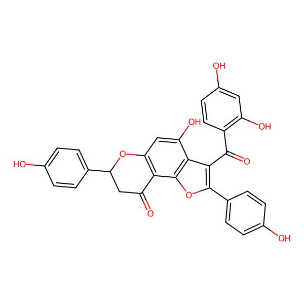 2D Structure of (7R)-3-(2,4-dihydroxybenzoyl)-4-hydroxy-2,7-bis(4-hydroxyphenyl)-7,8-dihydrofuro[2,3-f]chromen-9-one