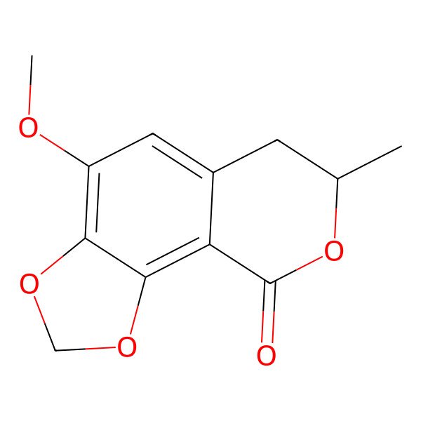 2D Structure of (7R)-4-methoxy-7-methyl-6,7-dihydro-[1,3]dioxolo[4,5-h]isochromen-9-one