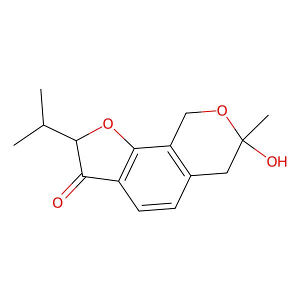 2D Structure of (7R)-7-hydroxy-7-methyl-2-propan-2-yl-6,9-dihydrofuro[3,2-h]isochromen-3-one