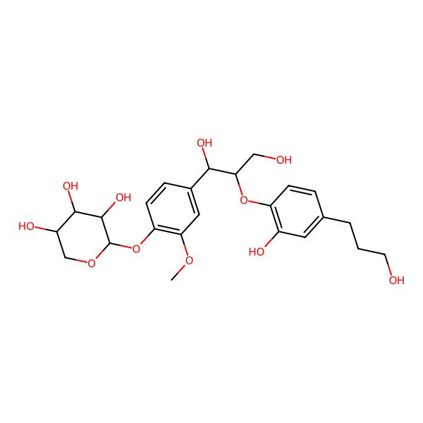 2D Structure of (7R*,8R*)-3-Methoxy-3',4,7,9,9'-pentahydroxy-8,4'-oxyneolignan 4-xyloside