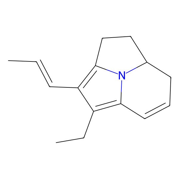 2D Structure of (7S)-2-ethyl-3-[(E)-prop-1-enyl]-11-azatricyclo[5.3.1.04,11]undeca-1,3,9-triene