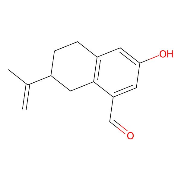 2D Structure of (7S)-3-hydroxy-7-prop-1-en-2-yl-5,6,7,8-tetrahydronaphthalene-1-carbaldehyde