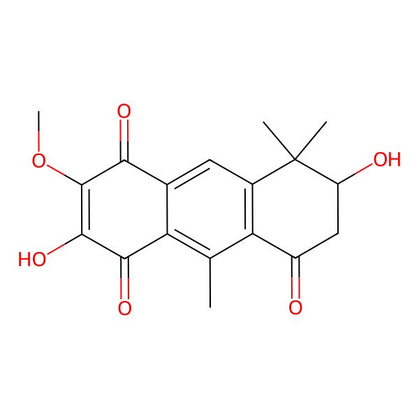 2D Structure of (7S)-3,7-dihydroxy-2-methoxy-8,8,10-trimethyl-6,7-dihydroanthracene-1,4,5-trione 2D Structure of (7S)-3,7-dihydroxy-2-methoxy-8,8,10-trimethyl-6,7-dihydroanthracene-1,4,5-trione