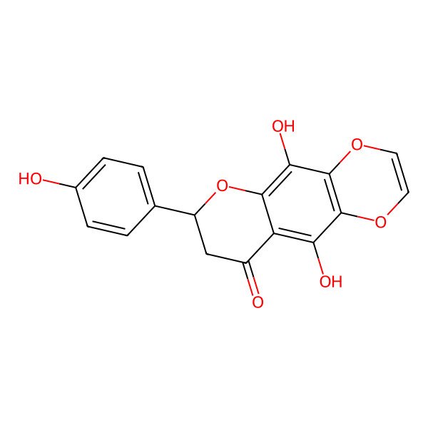 2D Structure of (7S)-5,10-dihydroxy-7-(4-hydroxyphenyl)-7,8-dihydropyrano[2,3-g][1,4]benzodioxin-9-one