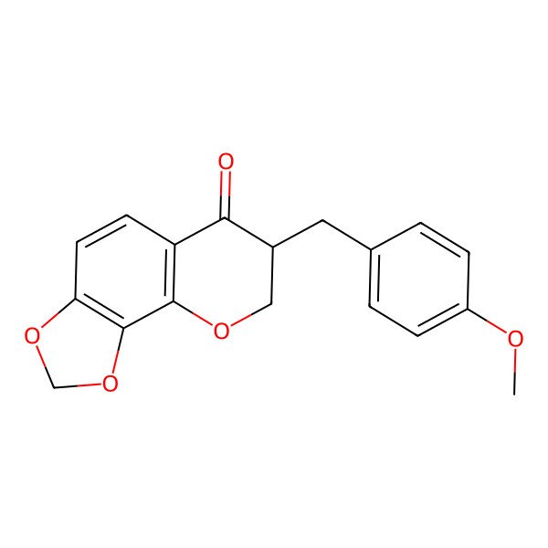 2D Structure of (7S)-7-[(4-methoxyphenyl)methyl]-7,8-dihydro-[1,3]dioxolo[4,5-h]chromen-6-one