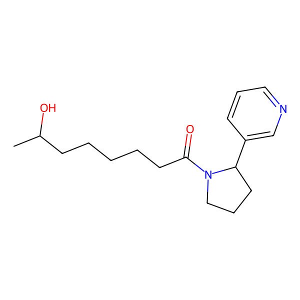 2D Structure of (7S)-7-hydroxy-1-[(2R)-2-pyridin-3-ylpyrrolidin-1-yl]octan-1-one