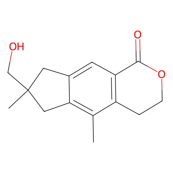 2D Structure of (7S)-7-(hydroxymethyl)-5,7-dimethyl-3,4,6,8-tetrahydrocyclopenta[g]isochromen-1-one