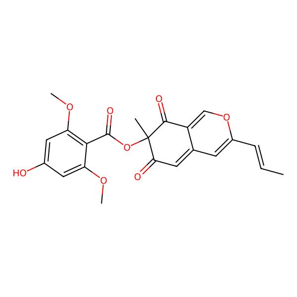 2D Structure of [(7S)-7-methyl-6,8-dioxo-3-[(E)-prop-1-enyl]isochromen-7-yl] 4-hydroxy-2,6-dimethoxybenzoate