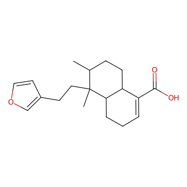 2D Structure of (7S,8R)-7-(2-(3-Furyl)ethyl)-7,8-dimethylbicyclo[4.4.0]dec-2-ene-2-carboxylic acid