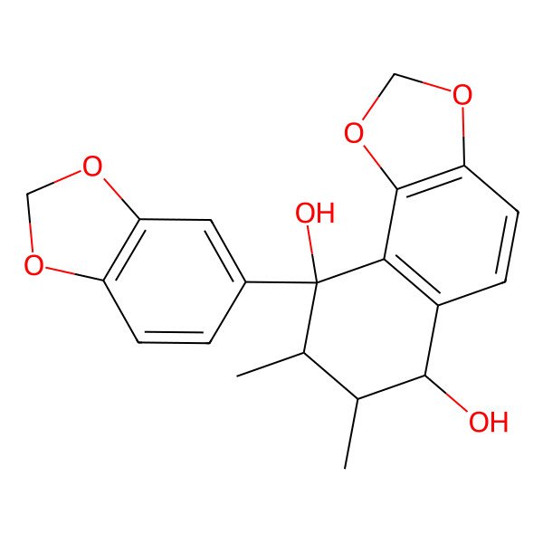 2D Structure of (7S,8S,9R)-9-(1,3-benzodioxol-5-yl)-7,8-dimethyl-7,8-dihydro-6H-benzo[g][1,3]benzodioxole-6,9-diol